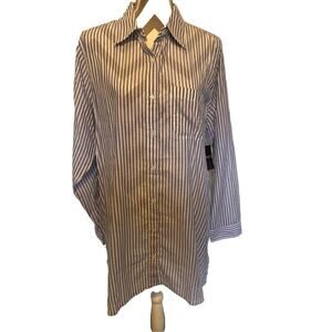 Ralph Lauren Black Label RLBL White Blue Stripe Shirt Long Lg Lightweight Cotton